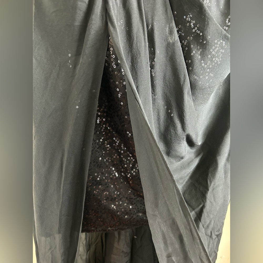 Aidan Mattox Black 100% Silk Lining Maxi Dress Size 12 - Picture 3 of 5